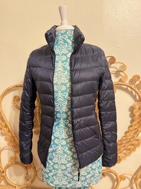 Uniqlo Ultra Light Down Navy High Neck Quilted Puffer Jacket